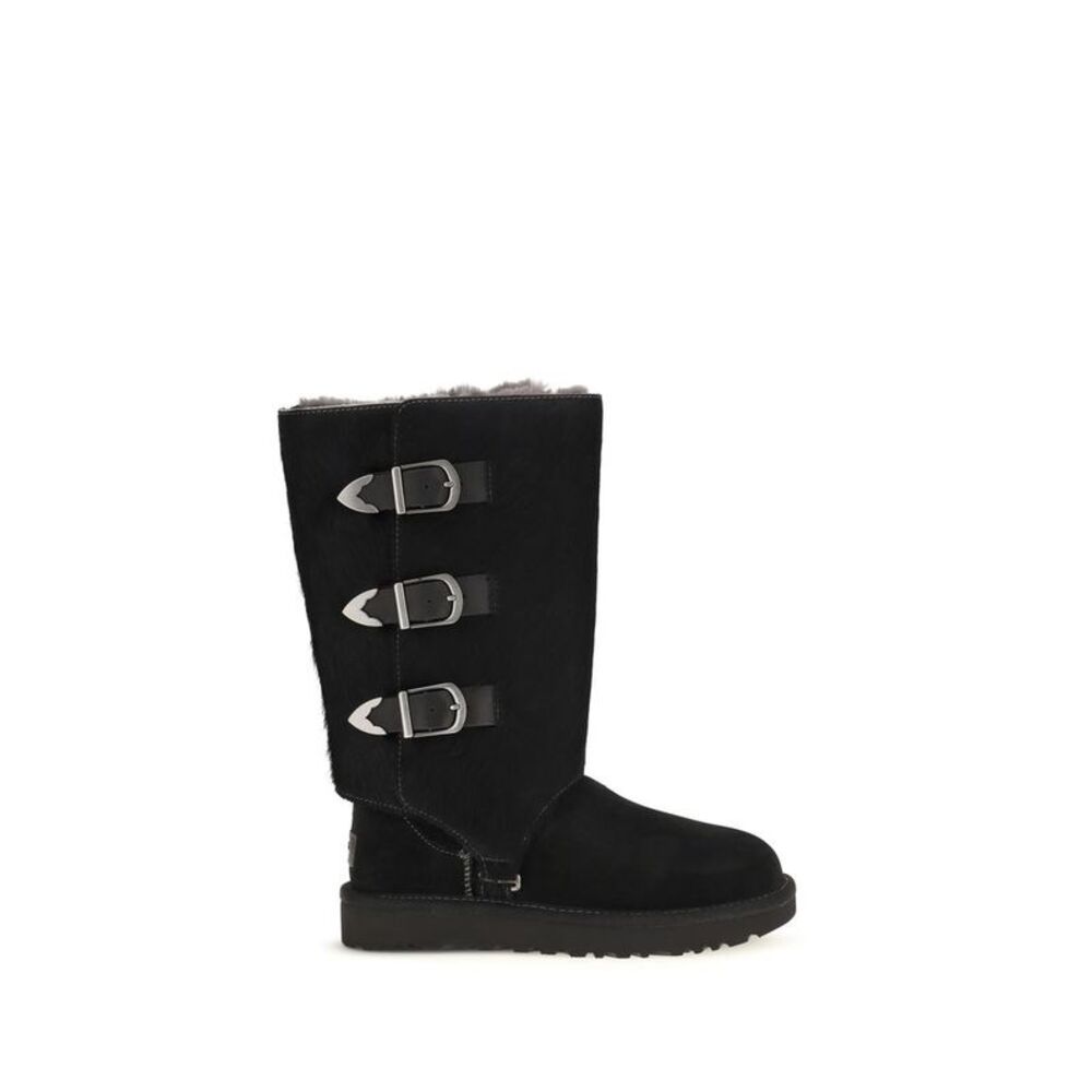 UGG Black Suede Leather Lace-Up Women's Boots